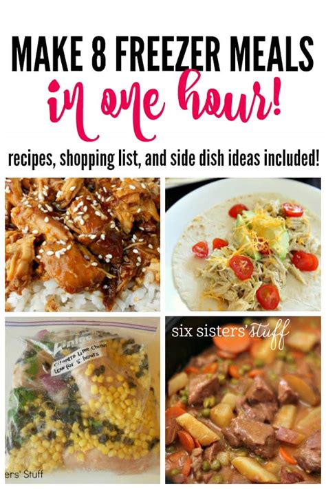 Six sisters 8 freezer meals - Place freezer bag into freezer and it will last 60-90 days. When ready to use, spray inside of slow cooker with non-stick cooking spray and dump ingredients from bag into slow …